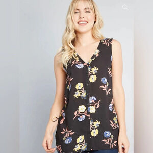 MODCLOTH NWOT Simple Decision Sleeveless Tunic in Black‎ Floral